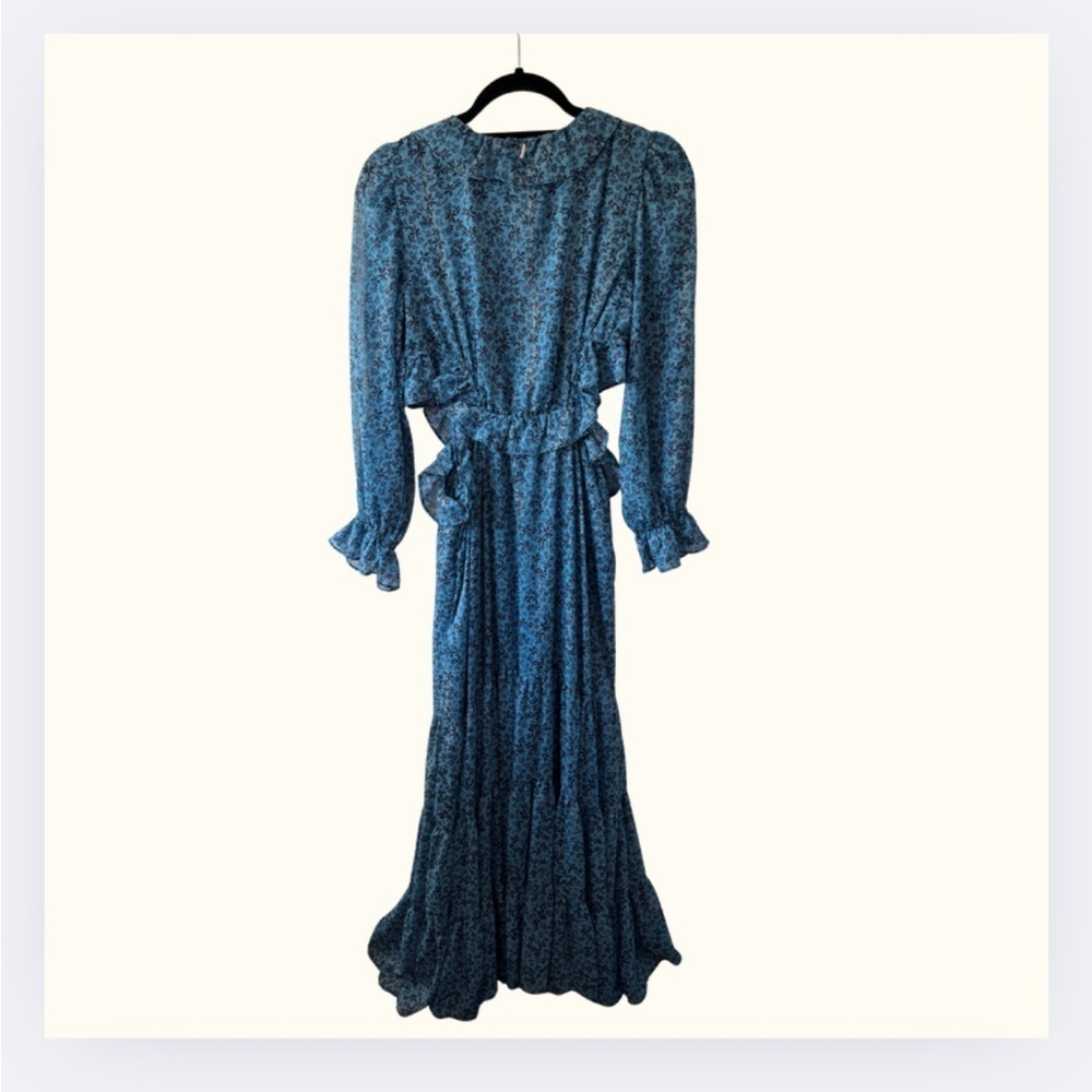 MISA “Amelia” Ruffle Cutout Dress | Cerulean Blue | Women’s M | NWOT - Picture 10 of 10